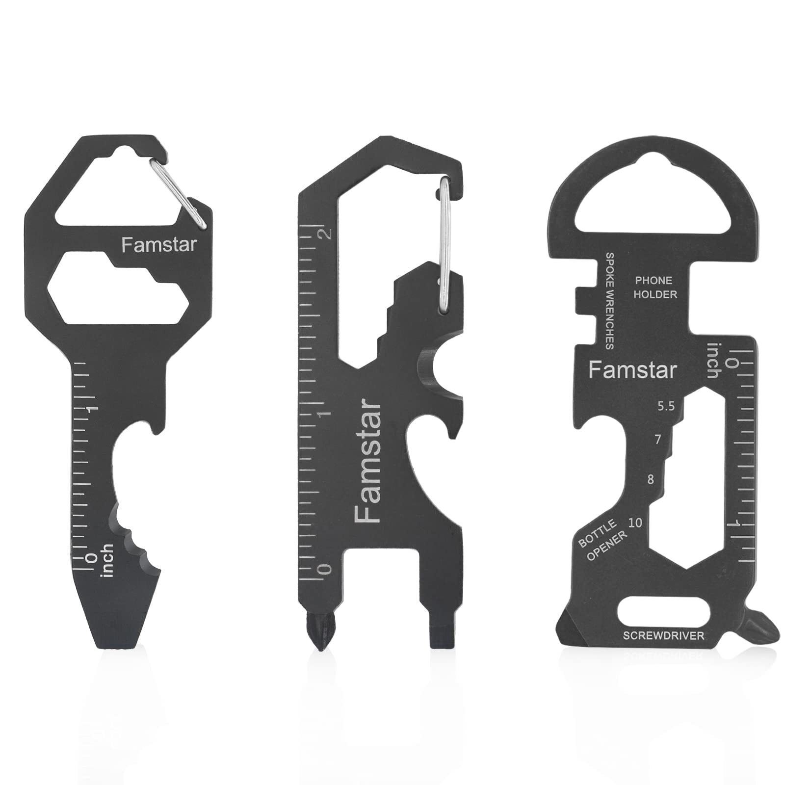 Keychain Multitool 3pack Metal Pocket Tool Portable No Rust Wrench For Screwrule