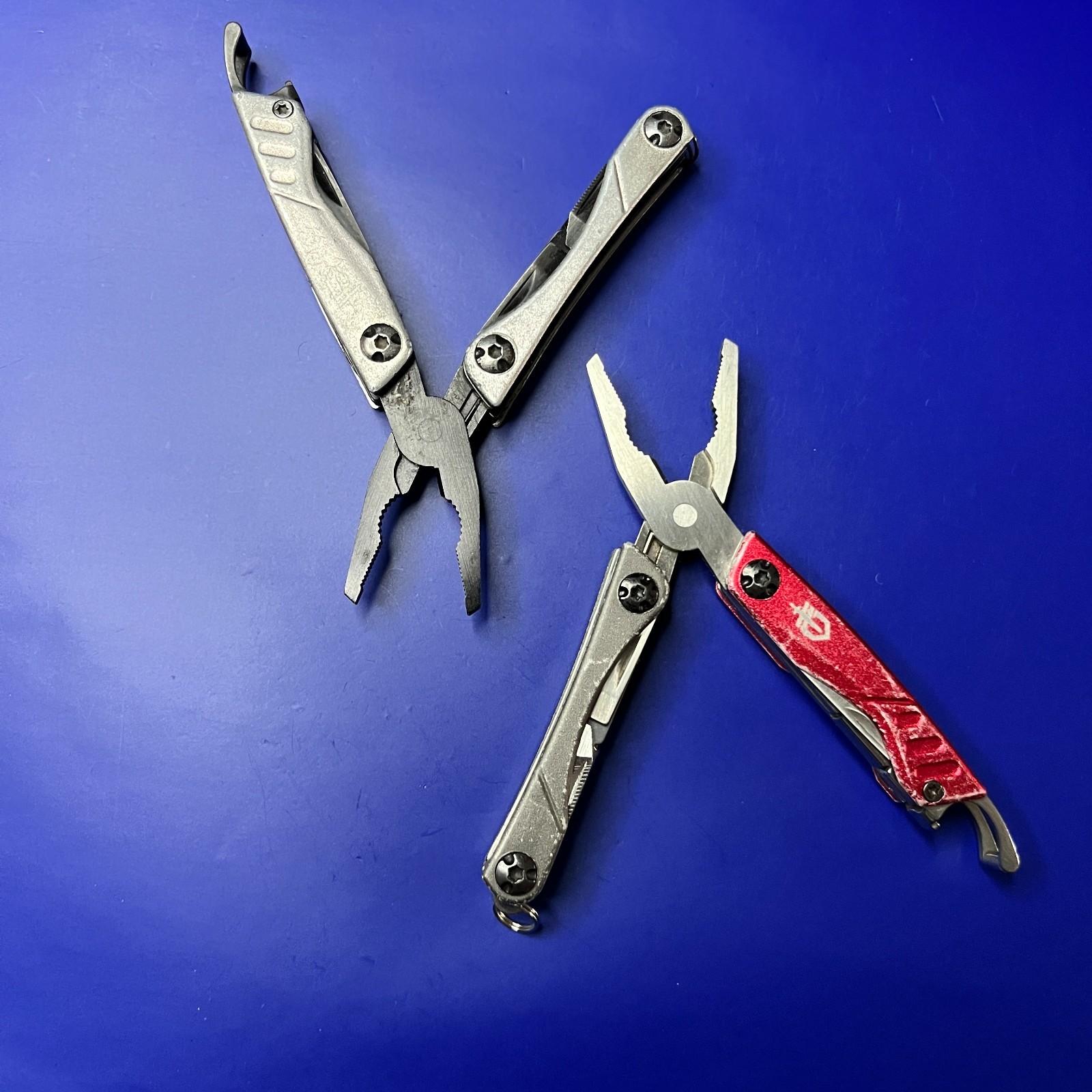 Lot of 2 Gerber Dime Multi-Tools Small Keychain Pliers Knife File Scissors
