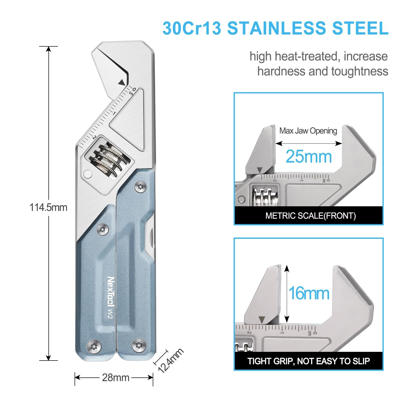 W2, 8 in 1 Multi Tool with Adjustable Wrench, Multitool Pliers, Pocket Knife,…