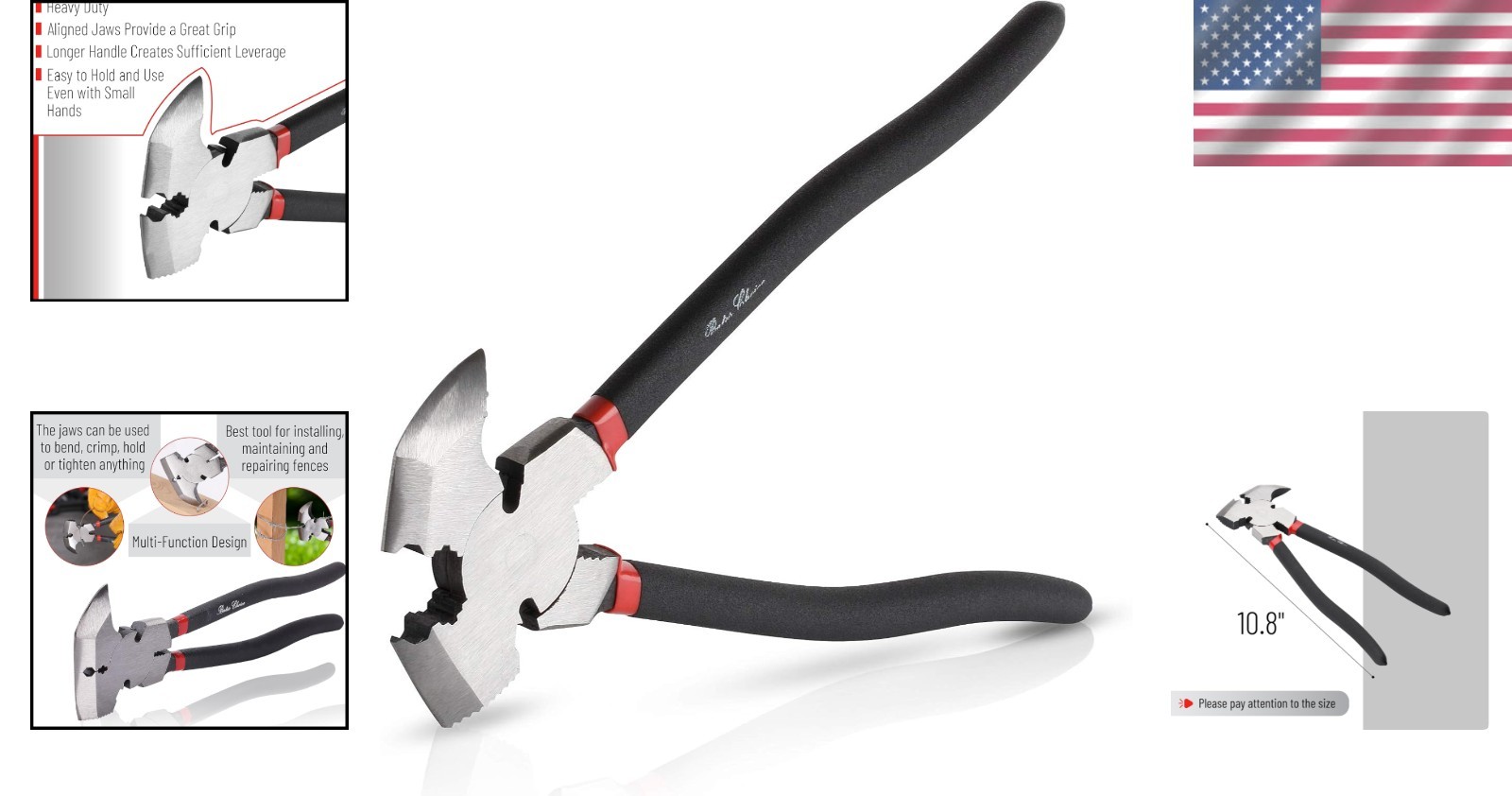 Versatile Heavy-Duty Fencing Pliers with 7/32 Inch Cutting Capacity – Reliable