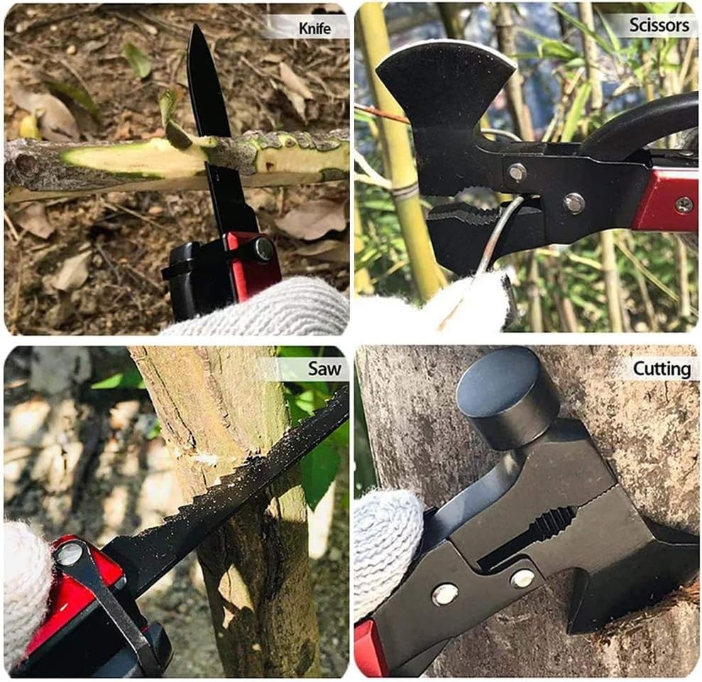 14-in-1 Multitool Axe + Rechargeable Mini COB Flashlight Survival Camping Gear
