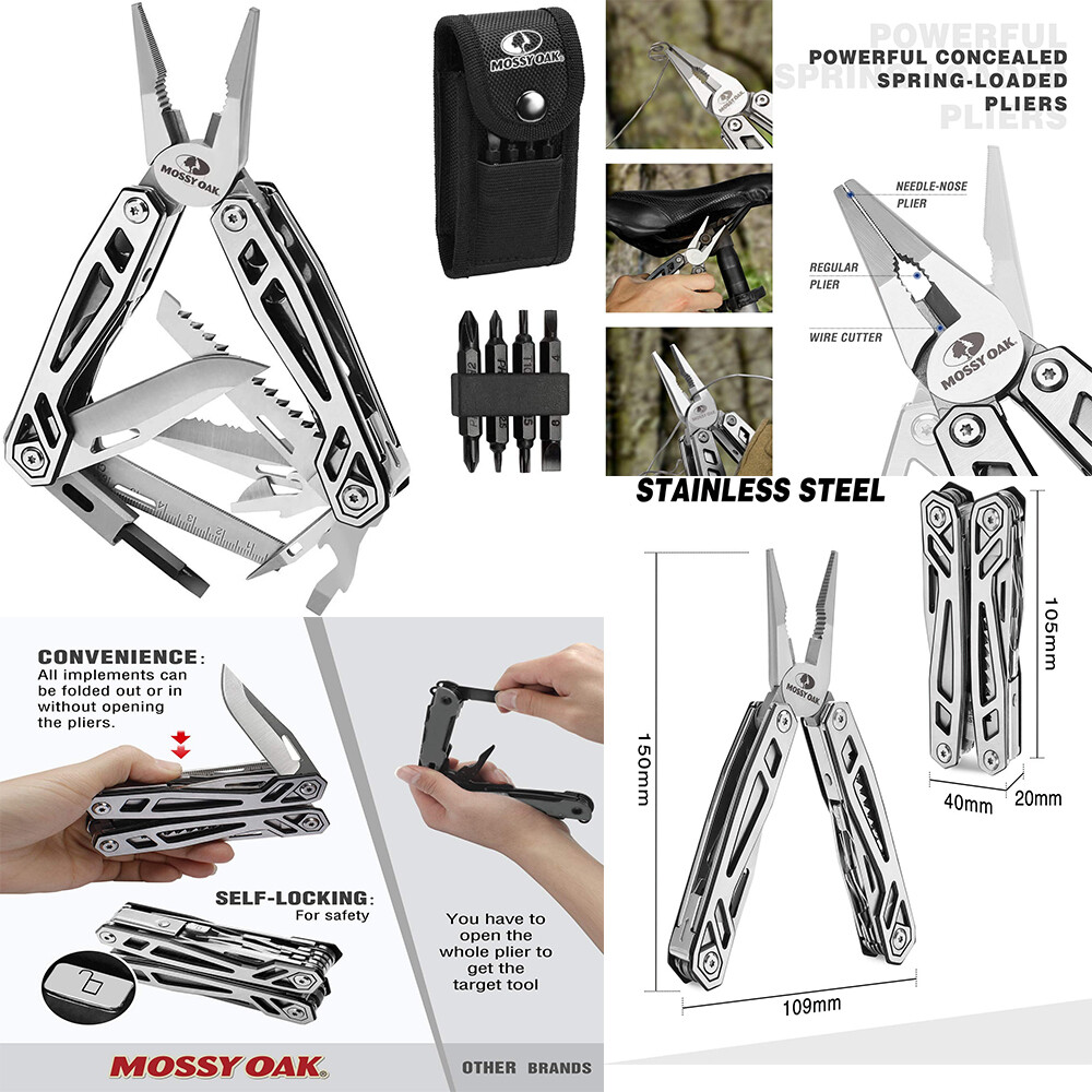 MOSSY OAK 21-in-1 Stainless Steel MultiTool Pocket Knife with Screwdriver Sleeve