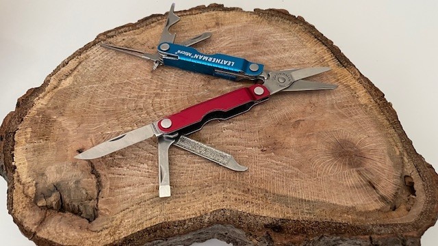 Leatherman Micra Multi Tool Stainless Steel Red& Blue Anodized Handled Scissors