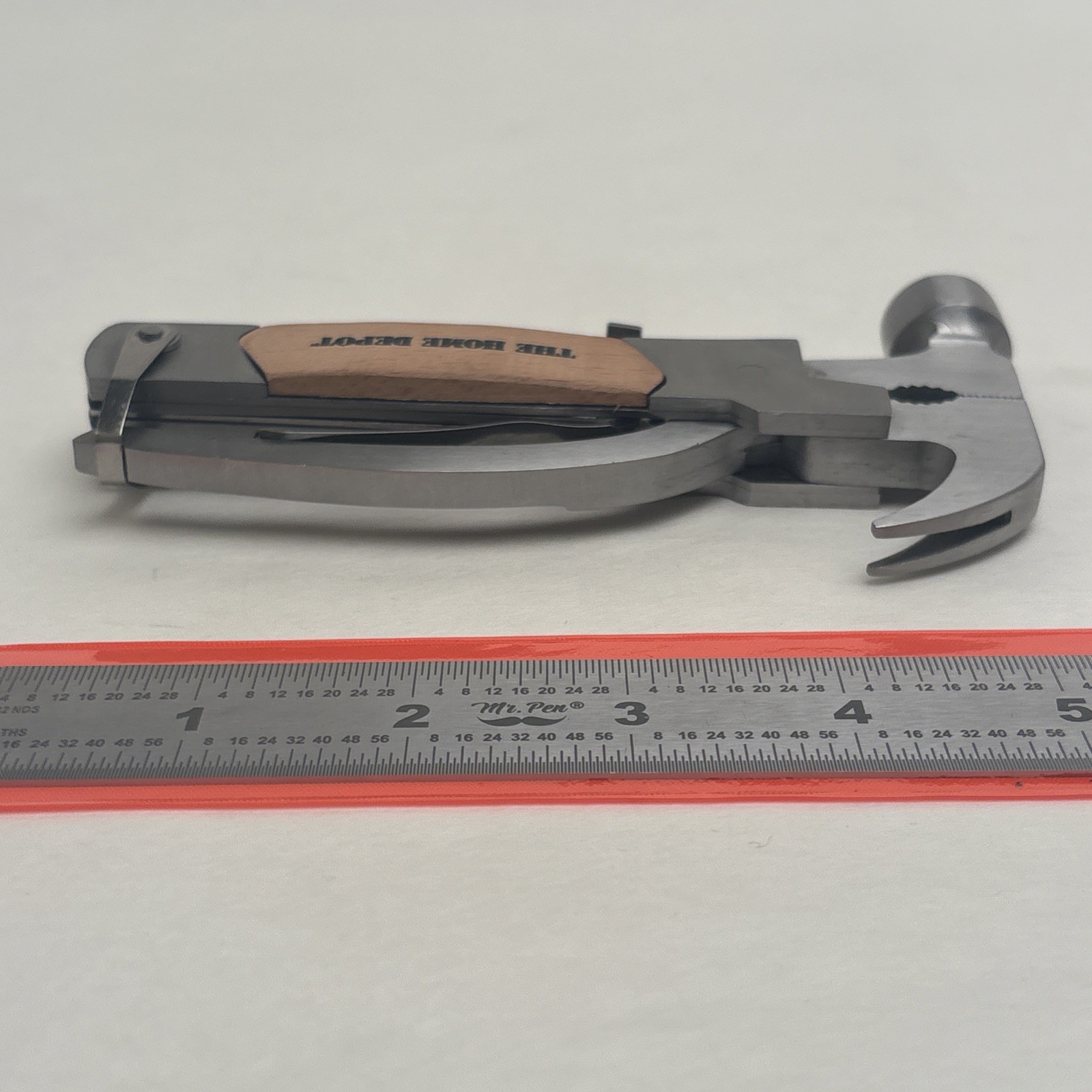 The Home Depot Wood Branded Mulitool Hammer Pliers Knife Saw File DIY Hunt Camp
