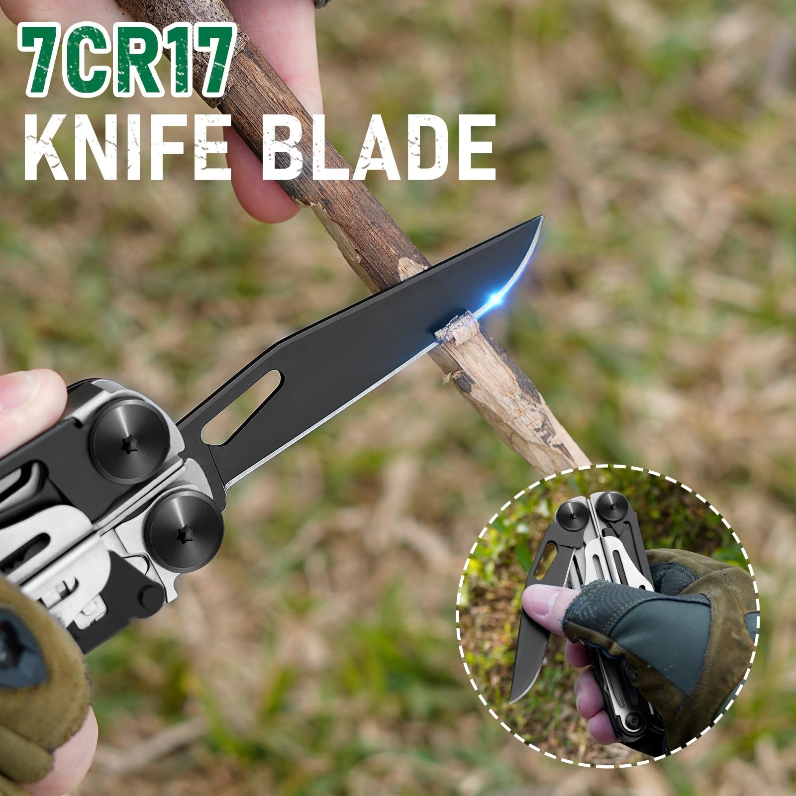 Foldable Multitool Pliers with Replaceable Wire Cutters & Saw, Stainless Steel,