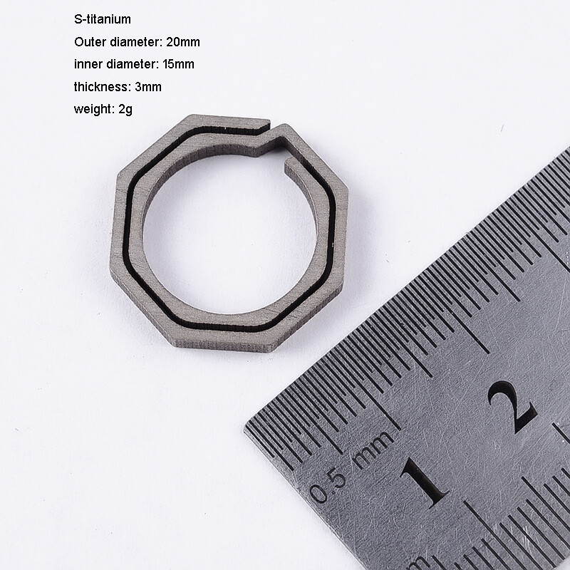 EDC 3pcs Titanium Alloy Keychain Octagon Key Ring Outdoor Portable Multi Tool