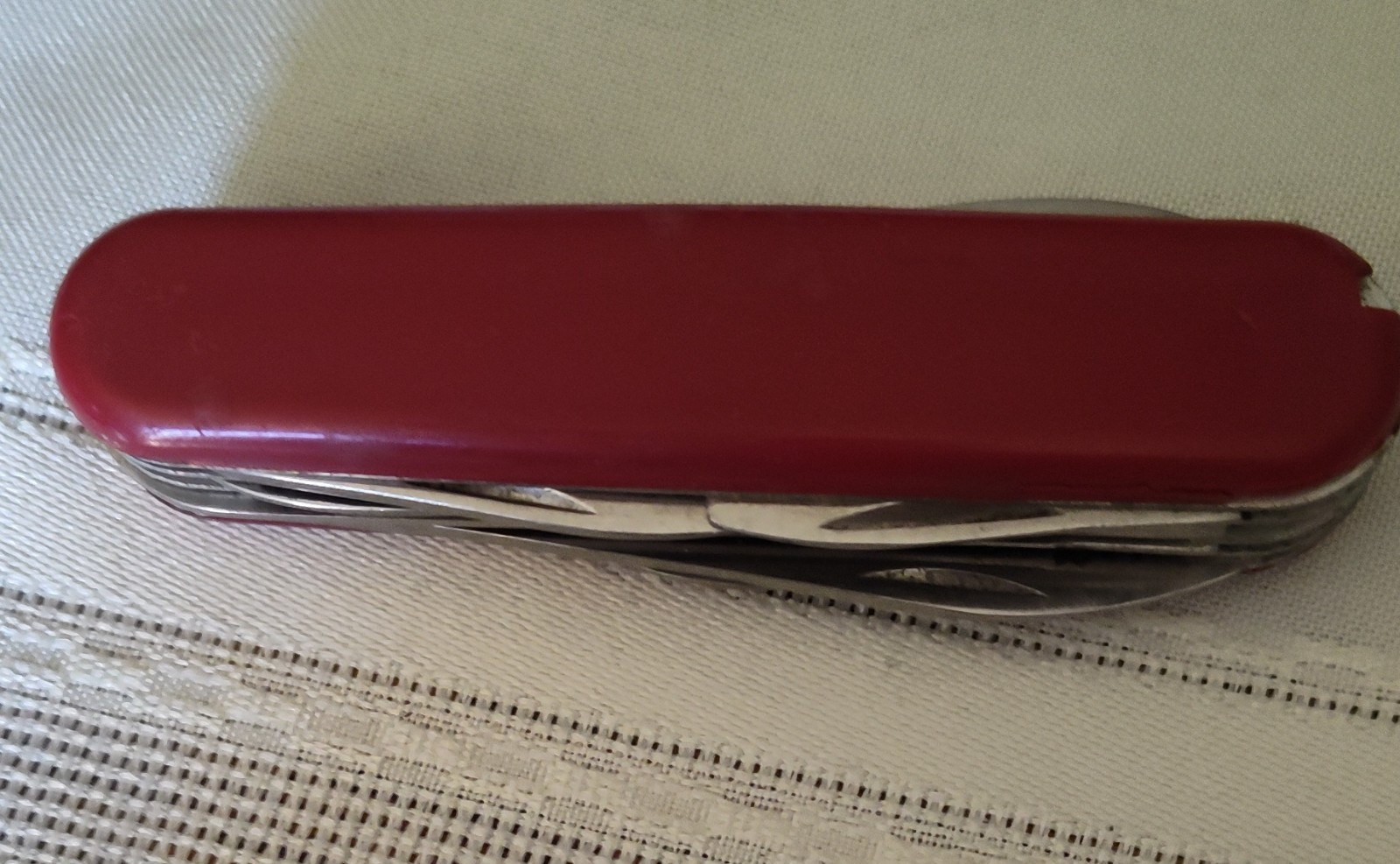 Red Swiss Army Style 6-in-1 Multi-Tool Pocket Knife w/ Scissors Corkscrew