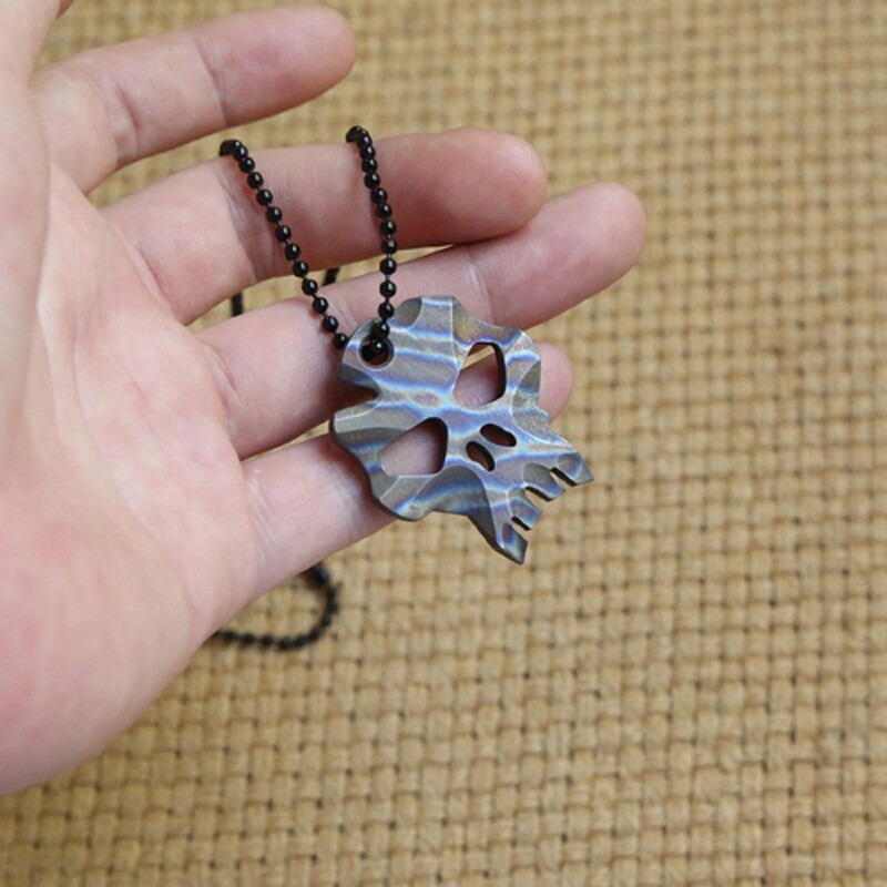 Titanium TC4 Skull Beads EDC Flame Key Chain Necklace Pendant Ornaments DIY Bead