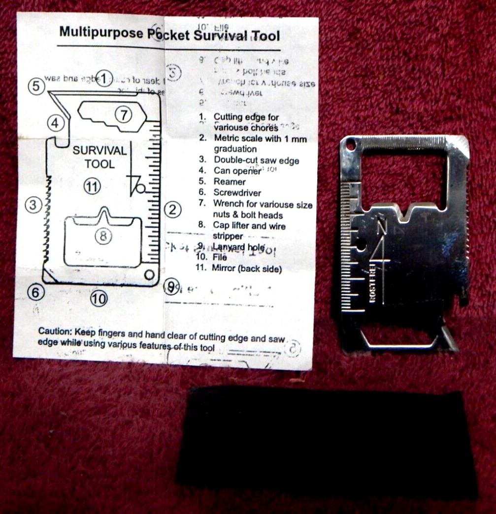 Rostfrei Multipurpose Pocket Survival Tool Stainless Steel + Case Instructions
