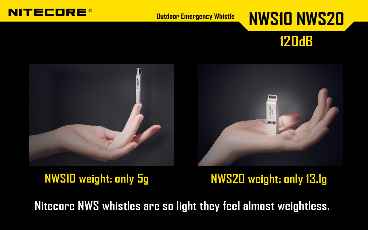 NiteCore NWS10 Titanium Survival Whistle Lifesaving Emergency SOS Tool 120db