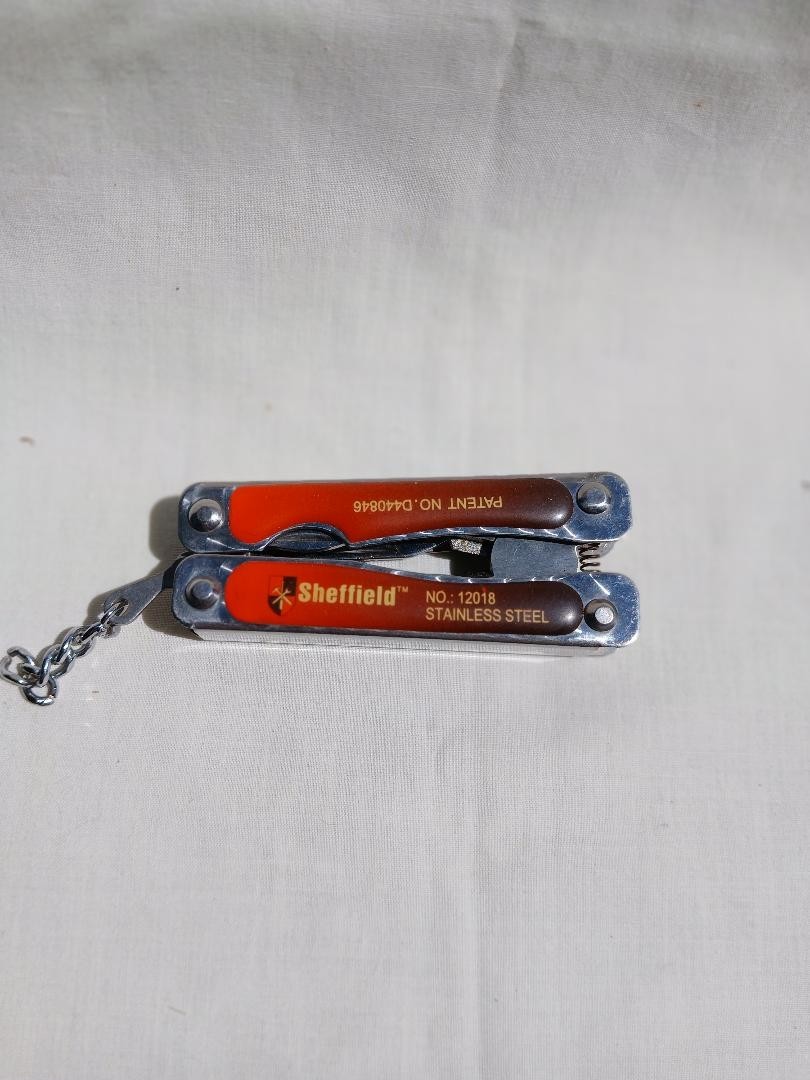 SHEFFIELD STAINLESS STEEL FOLDING PLIERS & MULTI TOOL NO. 12018