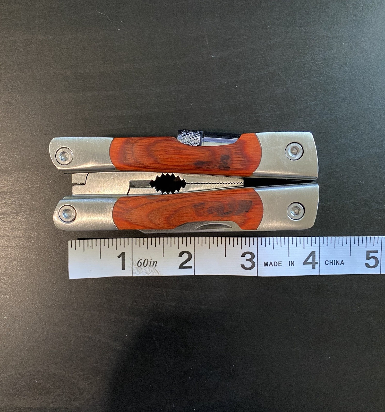 Kirschler Multi-Tool Wood Metal Handle Pliers Knife Screwdrivers LED Light