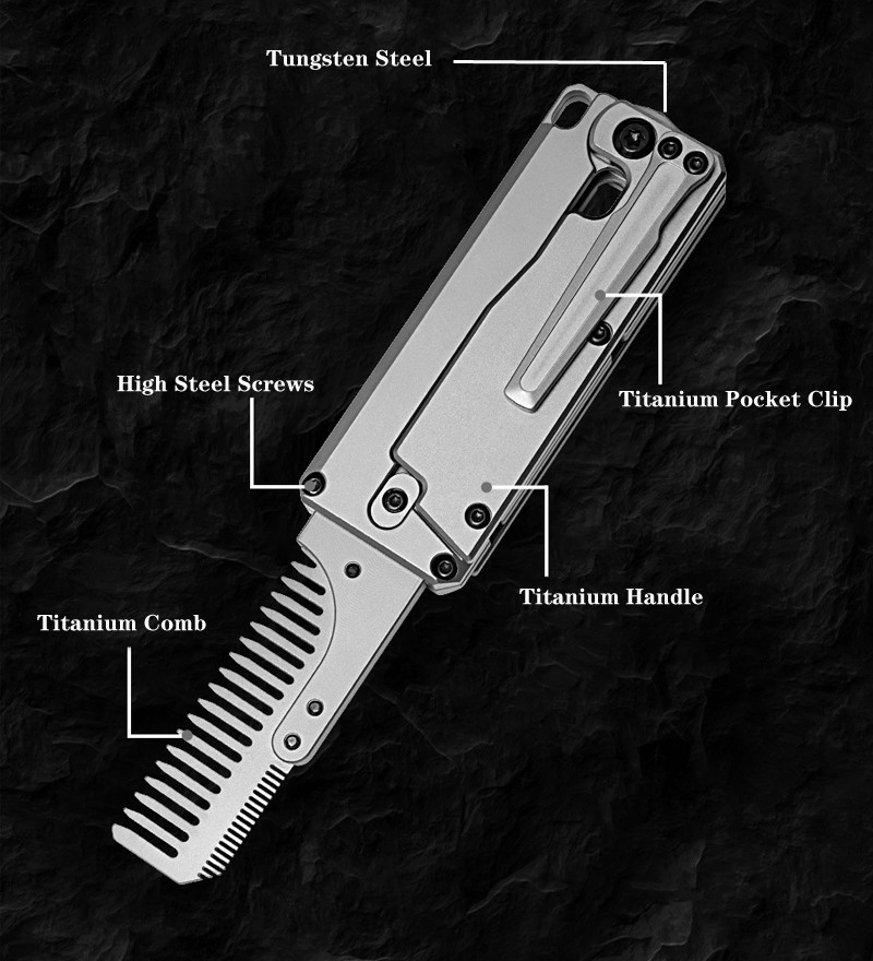 Titanium Alloy Pocket Folded Health Comb Combing Hair Outdoor EDC Multi Tools
