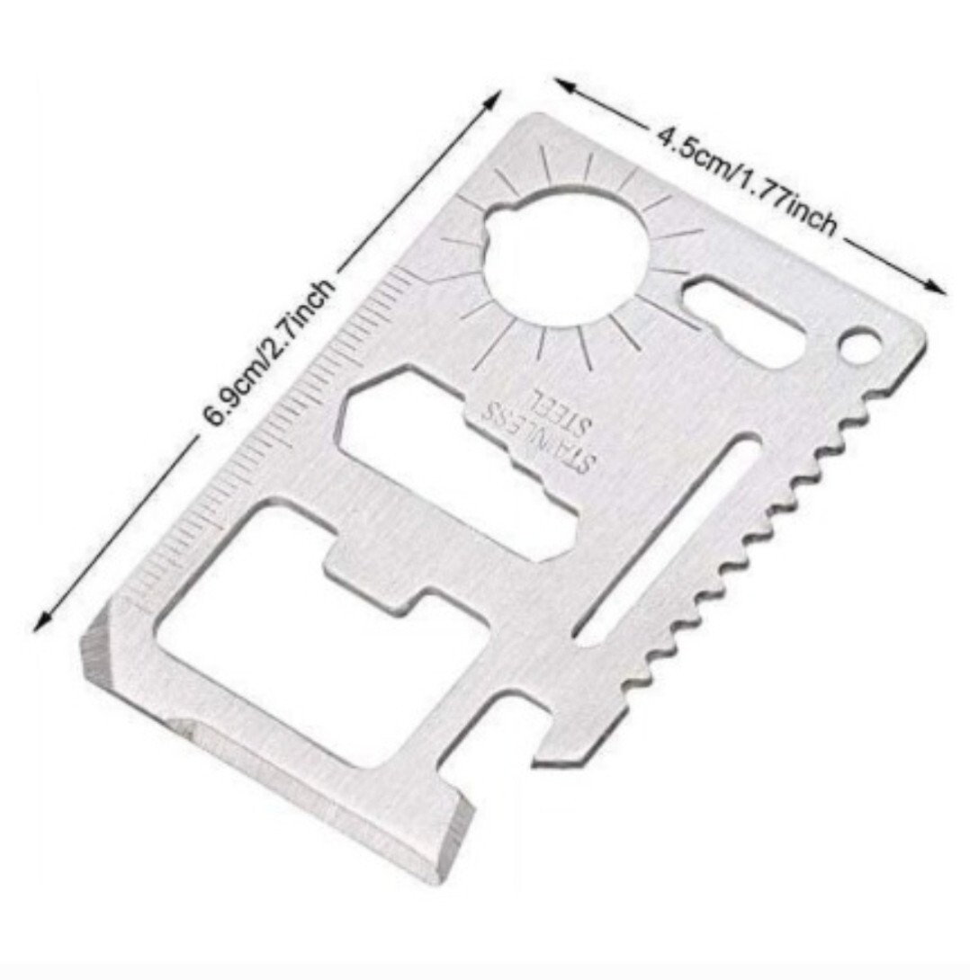 [2X] Multi Survival Tool 11-in-1 Stainless Steel Credit Card Survival Tool [B34]