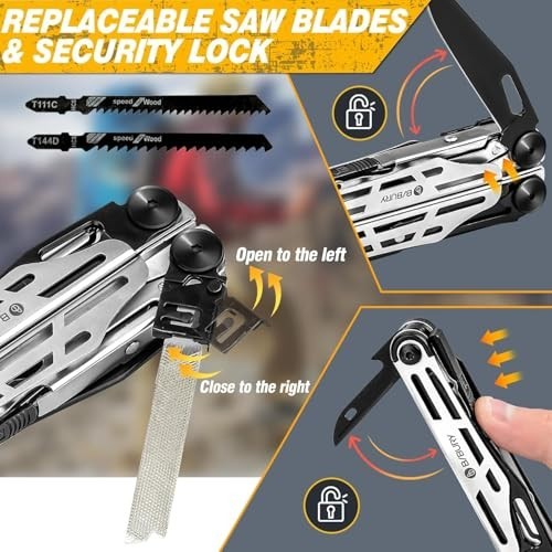 Multitool Pliers Pro BI2045, Stainless Steel 31-in-1 Multi Tool Pliers with Repl
