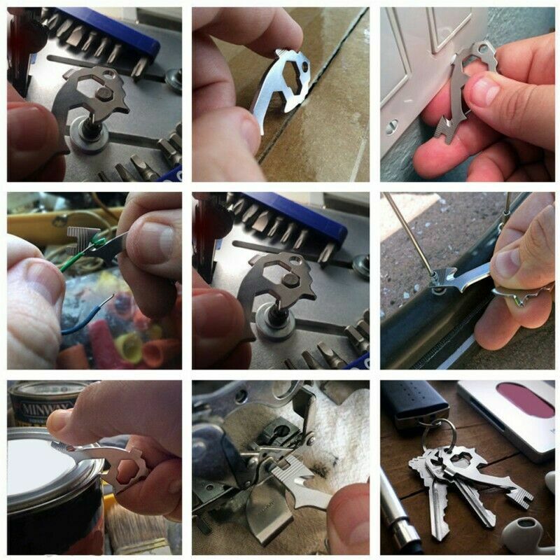 20 In 1 Outdoor Survival EDC Multi-Tool Gear Carabiner Keychain Bottle OpenerS