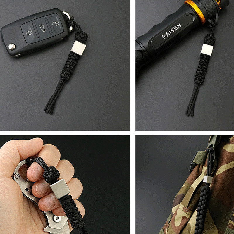 Square TC4 CNC Knife Lanyard Bead EDC DIY Parachute Pendant Rope Braiding Tool