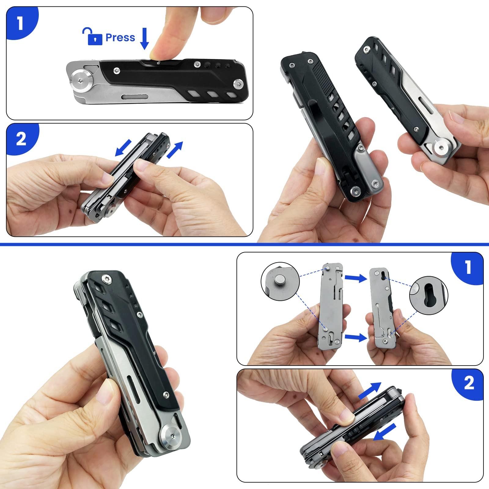 Multitool 5 in 1 Multifunctional Pocket Knife, Folding Knife Scissors, Removable…
