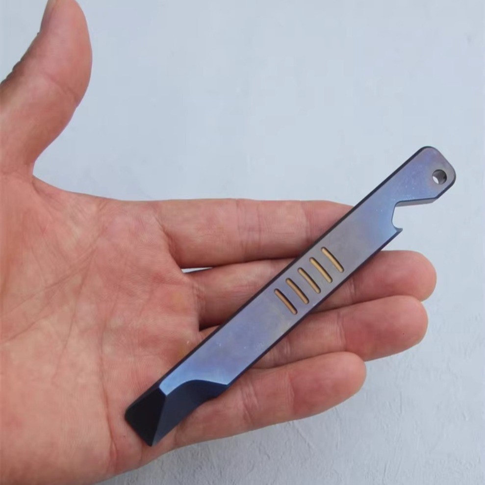 TC4 Titanium Alloy Tactical Pry Bar EDC Multi Tool Heat Blue