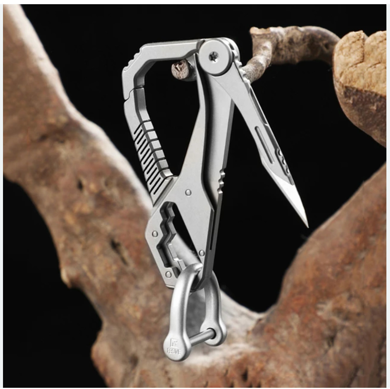Titanium Carabiner, Palm Sized EDC Multitool with Ring,