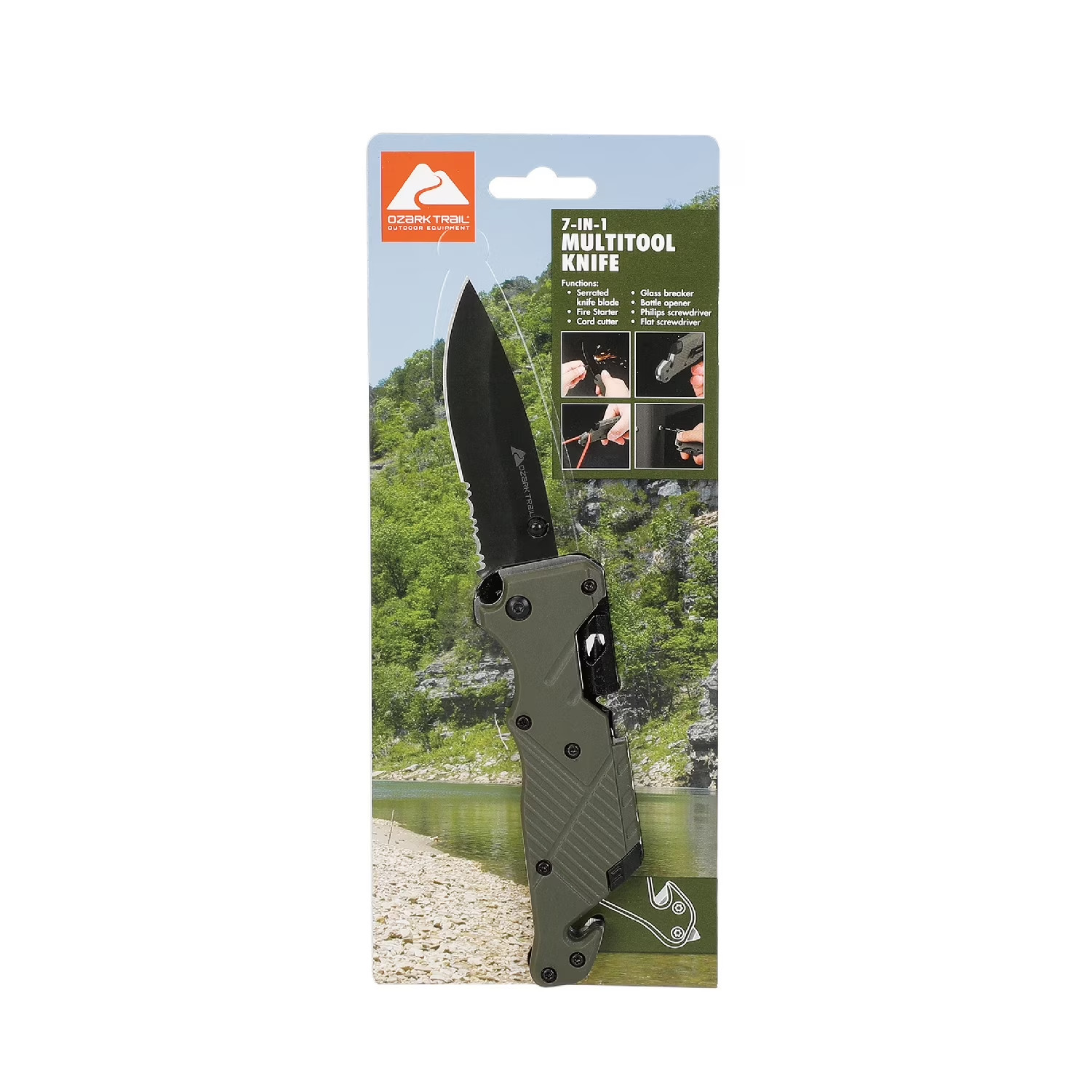 Ozark Trail 7-in-1 Stainless Steel Multitool Knife with Screwdriver
