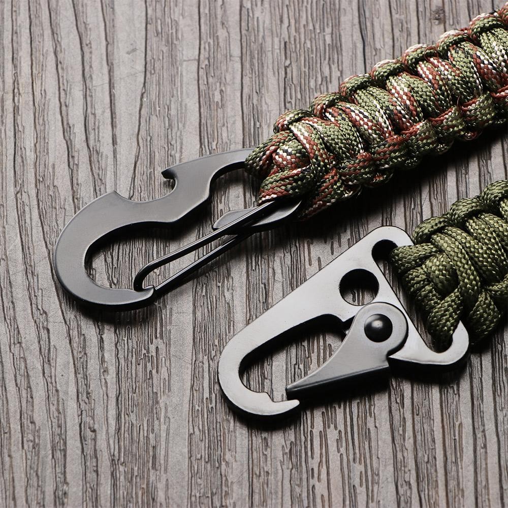 Outdoor Paracord Keychain Carabiner Survival Clip Camping Bottle Opener Tool