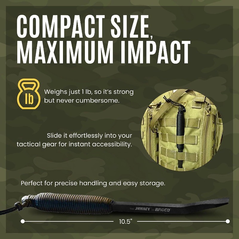 Jimmy Tactical Pry Bar, EDC, Rescue Breaching Tool, Durable Steel, Comfort Grip