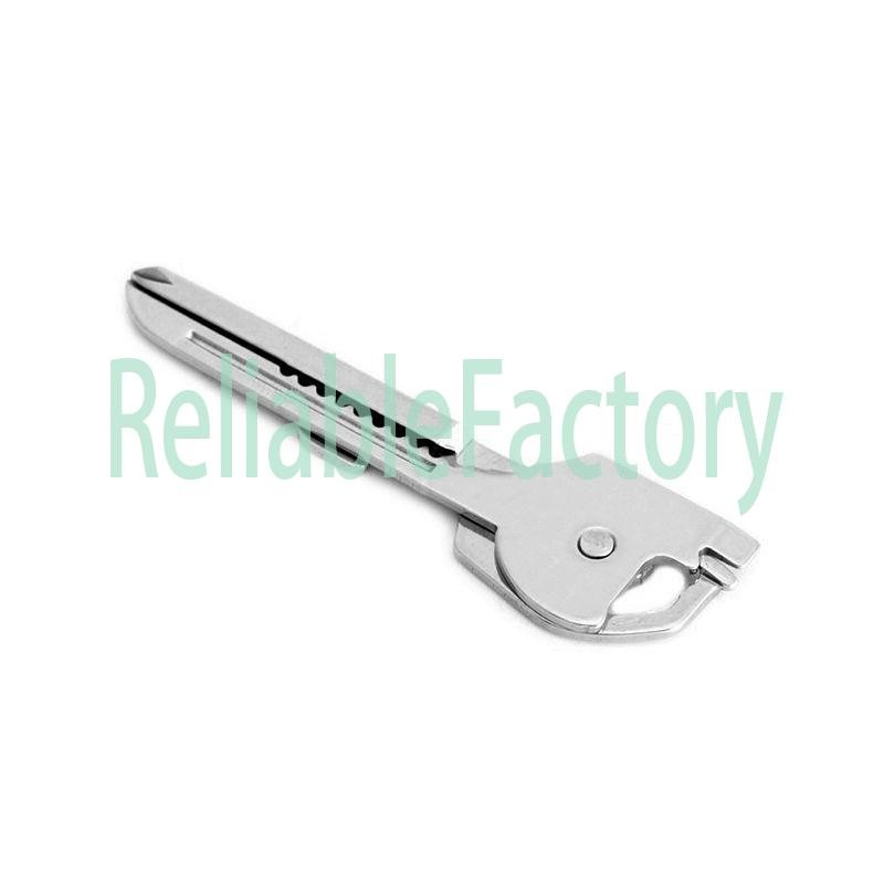 1PC 6-in-1 Utili Key Tool Keyring Keychain Multifunction Stainless Steel