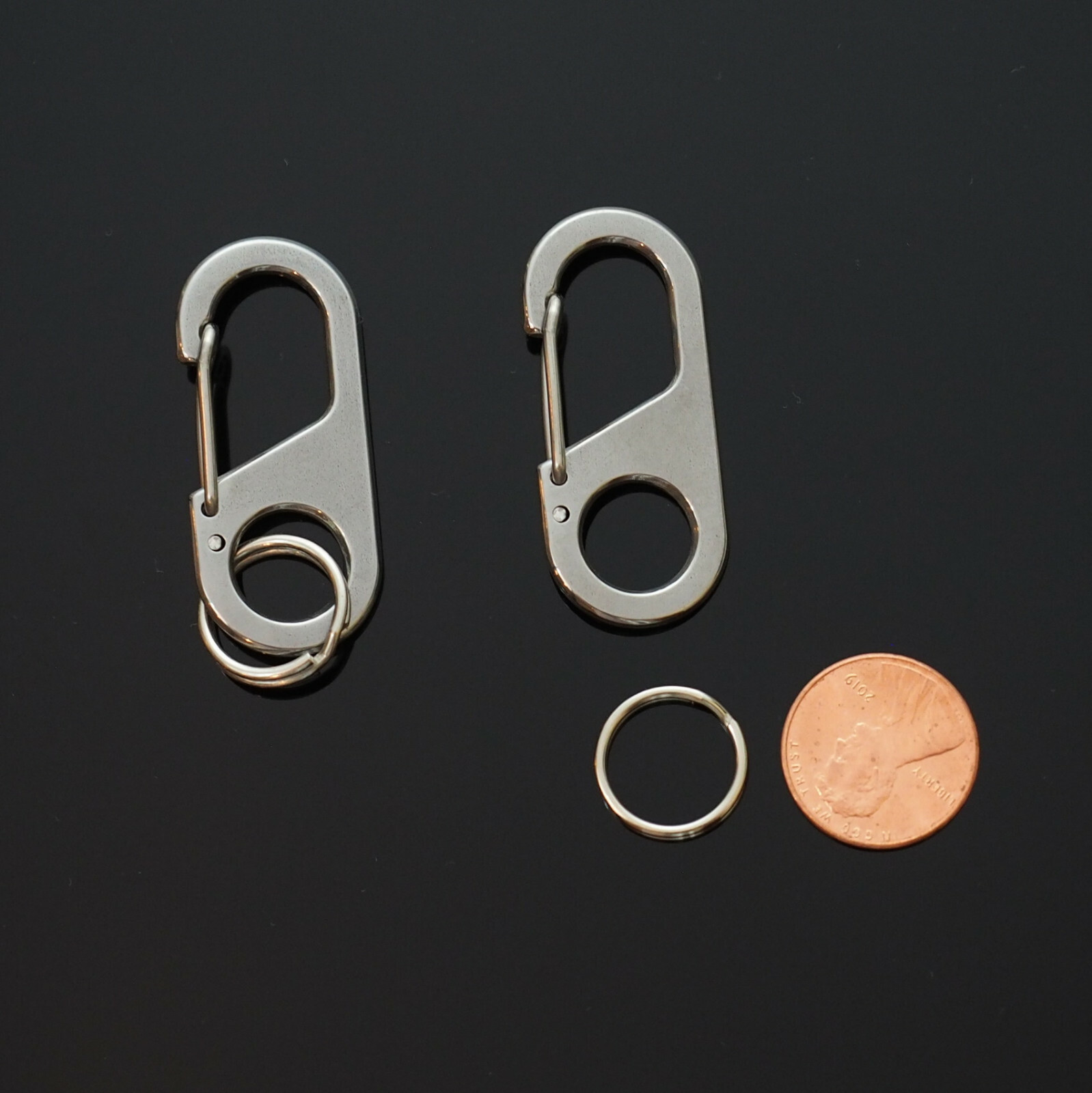 2pc Stainless Steel Carabiner Key Chain Clip Snap Hook Quickdraw Camping Keyring