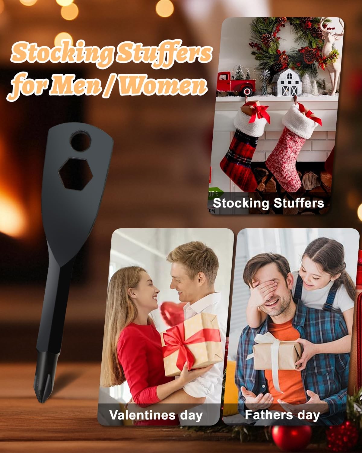 Fathers Day Dad Gifts from Daughter Son Wife, 6in1 Keychain Screwdriver Bit w…