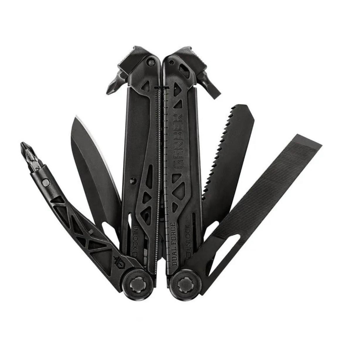 Gerber Dual Force Multi-Tool 12-in-1 Black Pliers Heavy Duty + Sheath Cutter New