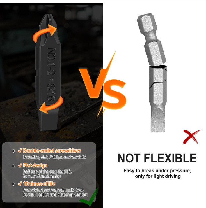 NexTool 10 Pack Replacement Double-Ended Screwdriver Bit for Leatherman