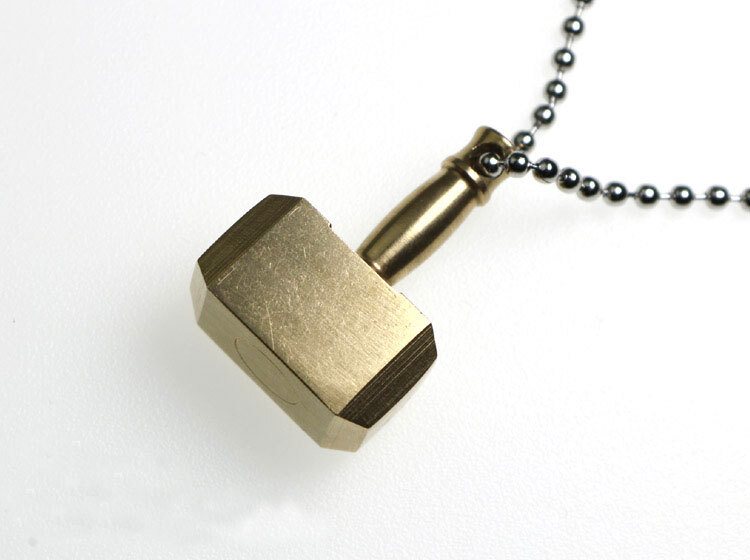 Brass Thor’s Hammer Knife Pendant Bead Keychain Necklace Knapsack Ornament EDC