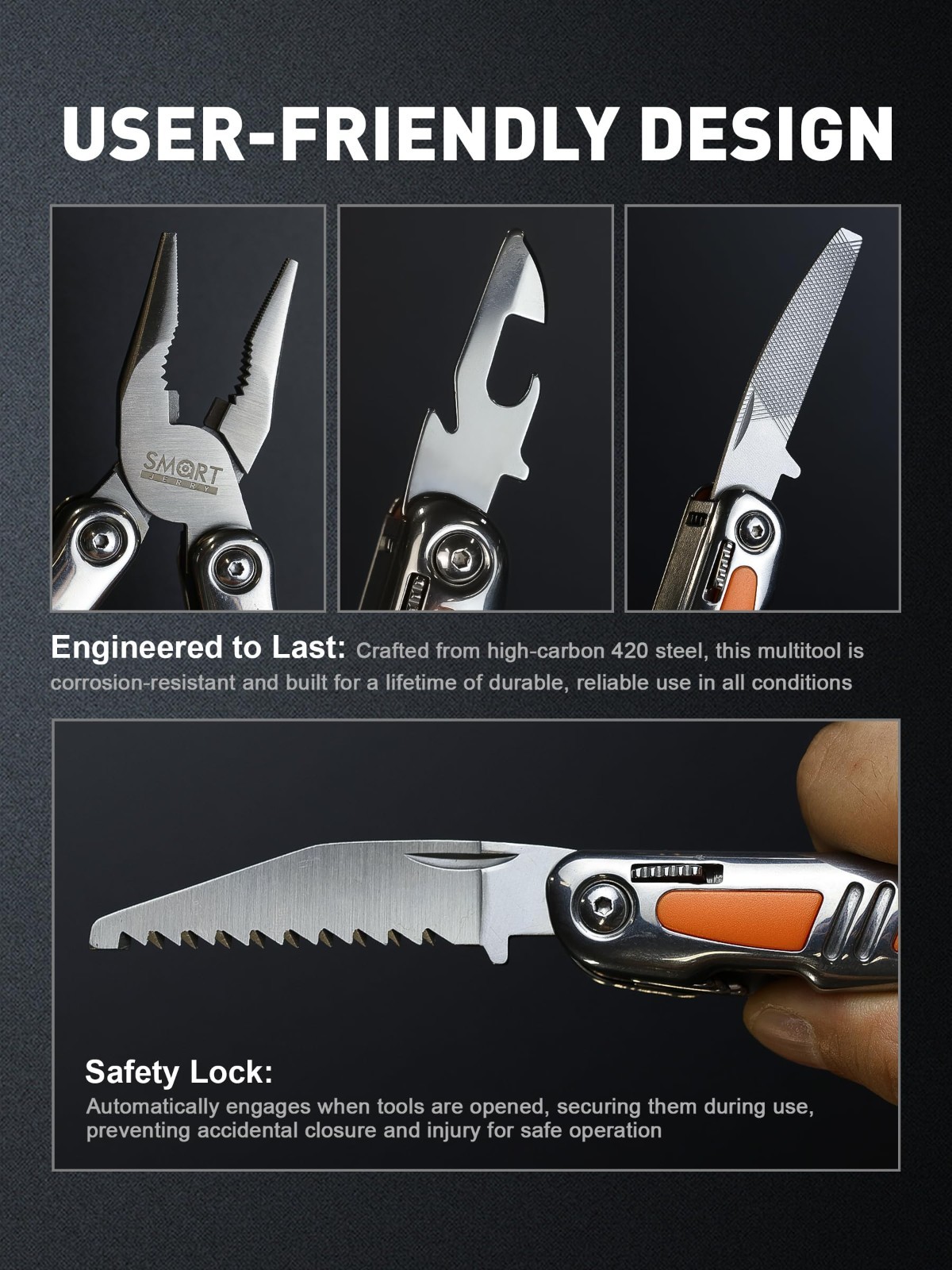 14-in-1 Multitool Pliers with Sheath, EDC Pocket Knife, Gift for Dad, Self-Locki
