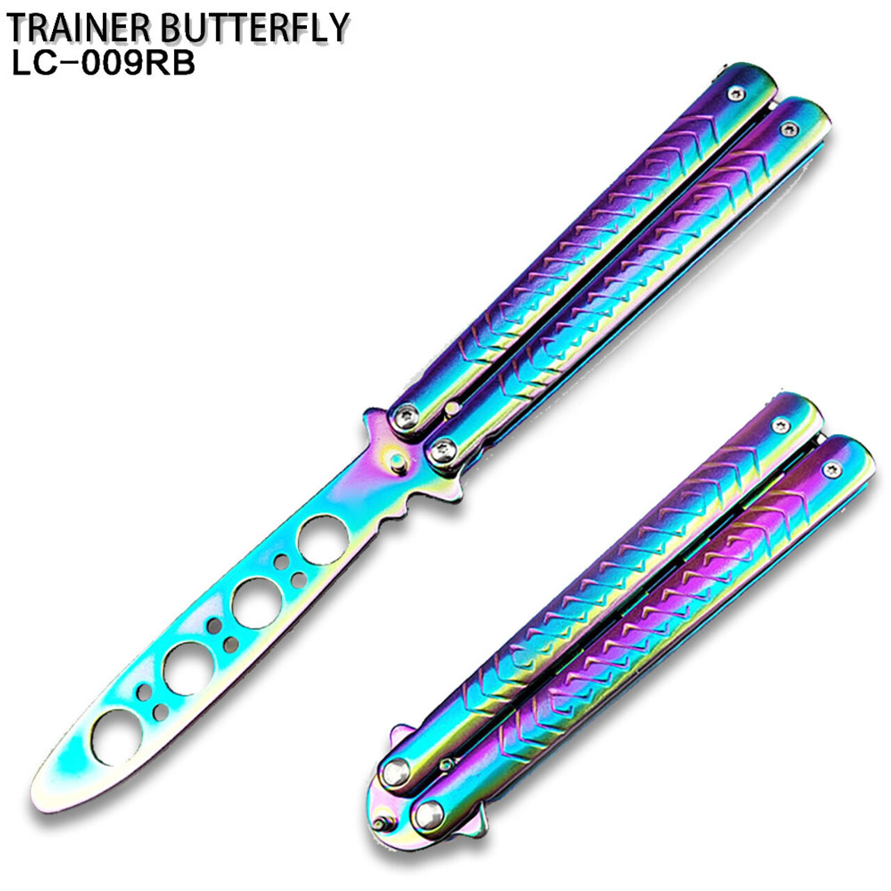 Non-Sharp Knife Trainer Style Black Chani-Link Handle Trainer for Martial Art
