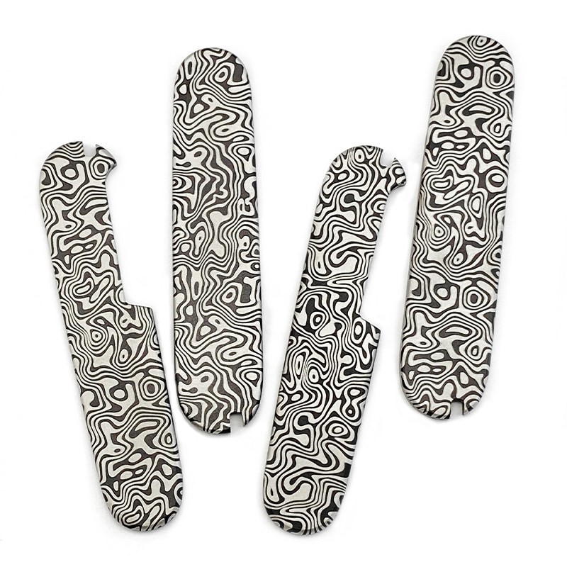 Fits Victorinox 91mm Swiss Army Knife – Damascus Titanium Scale Set, 64g Ultra-L