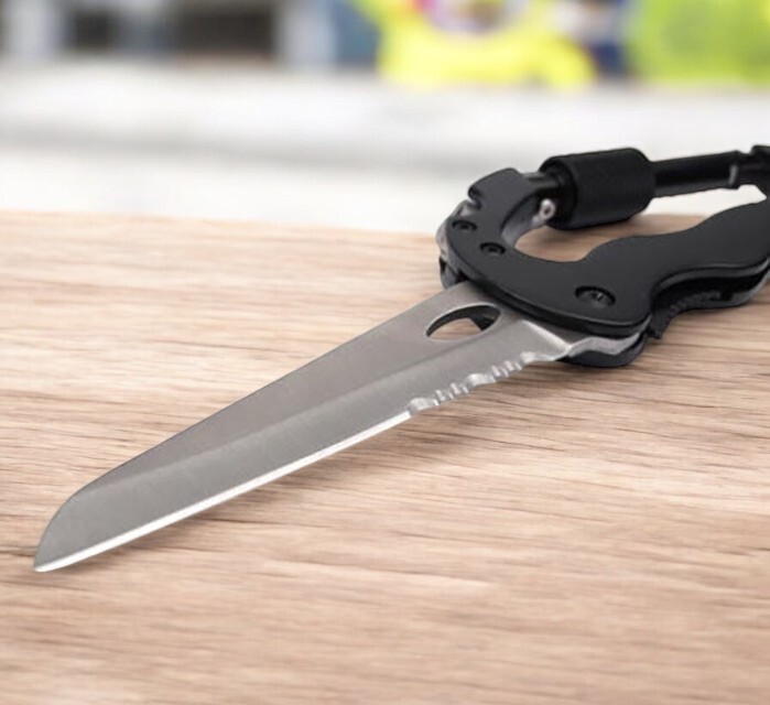 Multitool 5-in-1 Survival Tool Keychain, Carabiner, Screwdrivers, Custom Laser E