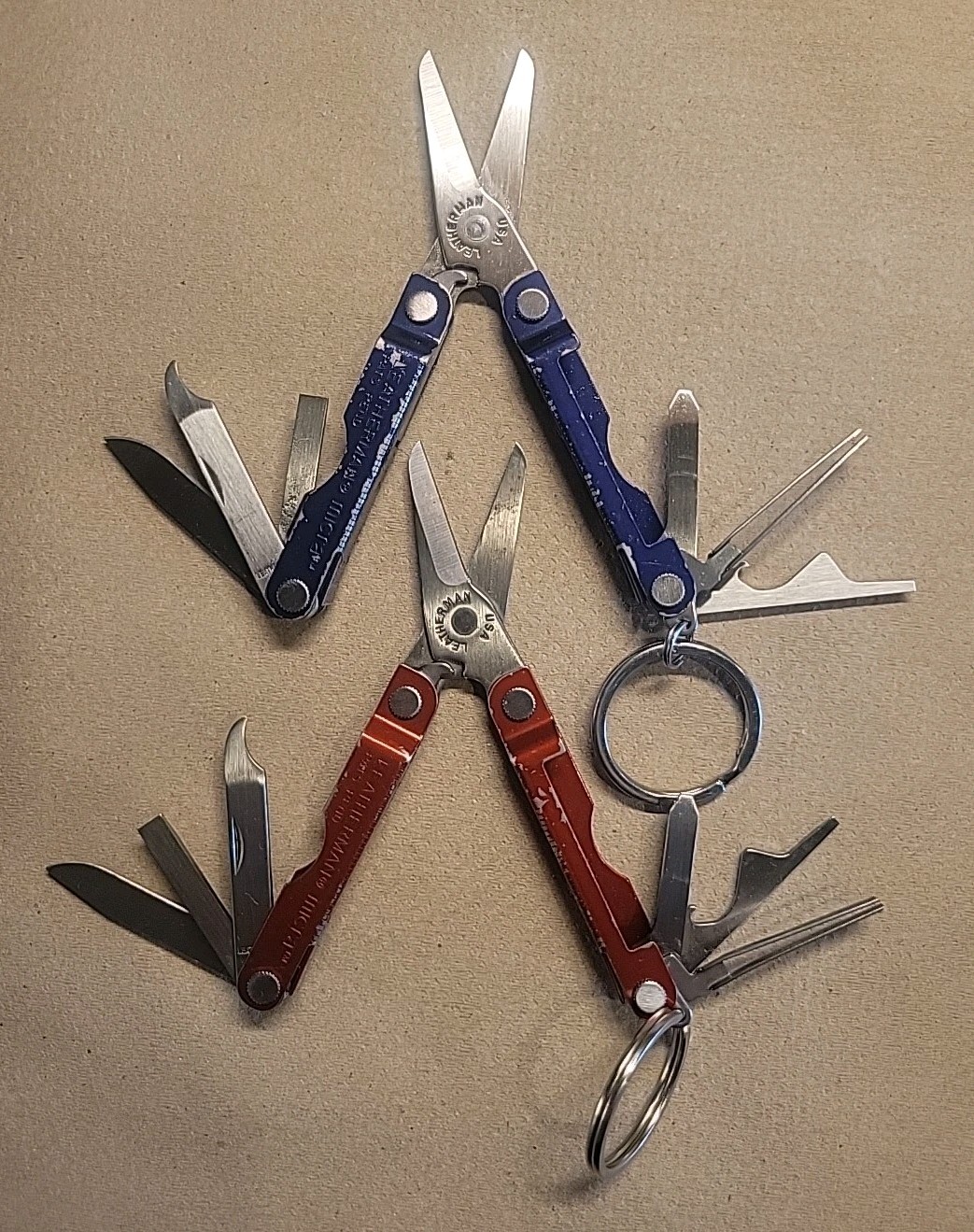 2 Leatherman Micra Multi Tool Blue Red Good Condition All Working Tools Lot C