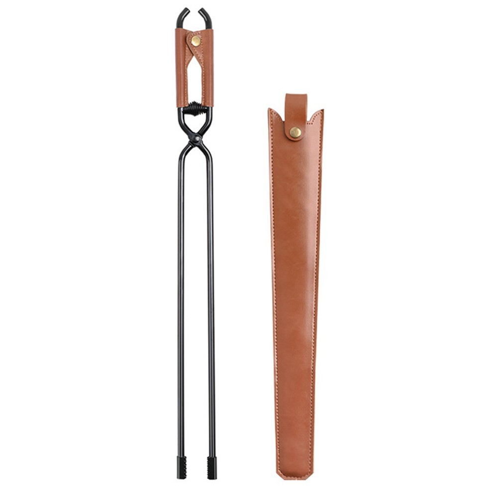 Fire Tongs for Outdoor Cooking and Camping with Leather Grip