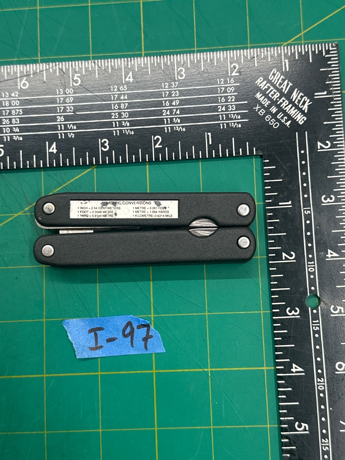 Vintage 4″ Stainless Steel Pocket 9 Function Multitool Ruler Saw Nose Pliers