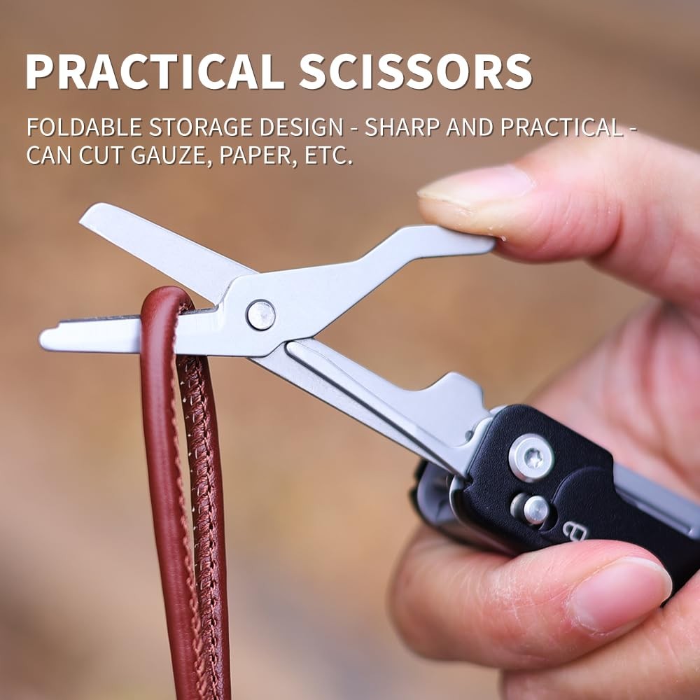 Multi-Function Folding Knife, 9-in-1 Stainless Steel Multi-Tool with Scissors…