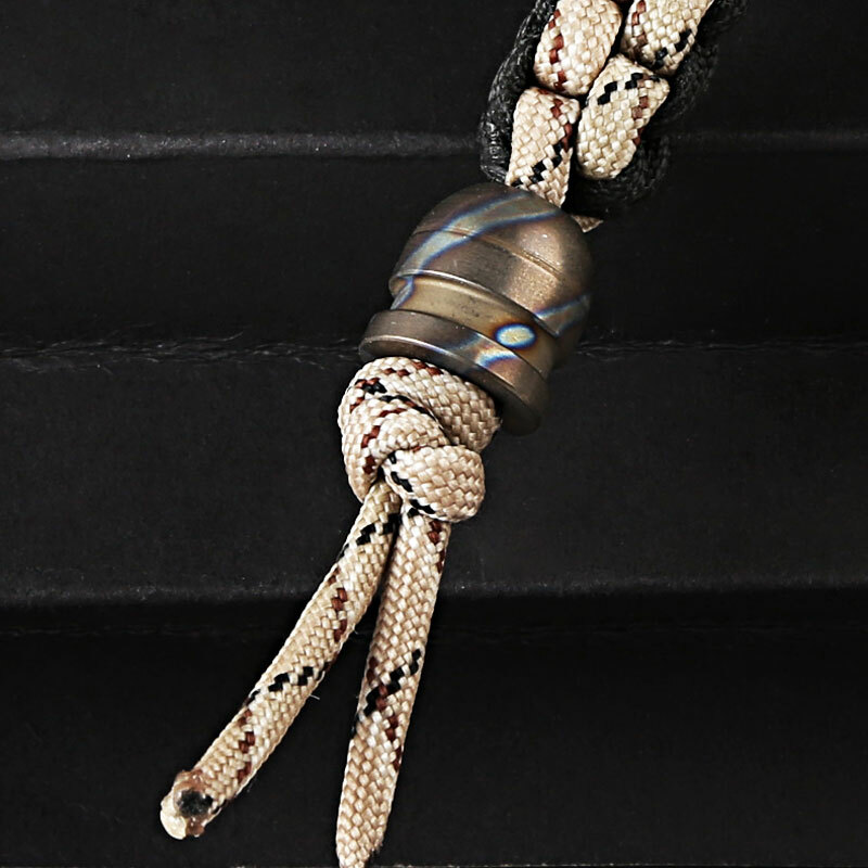 Outdoor Flame TC4 Titanium Ti Key Parachute Cord Bead Pendant Lanyard DZ-ZD9 EDC