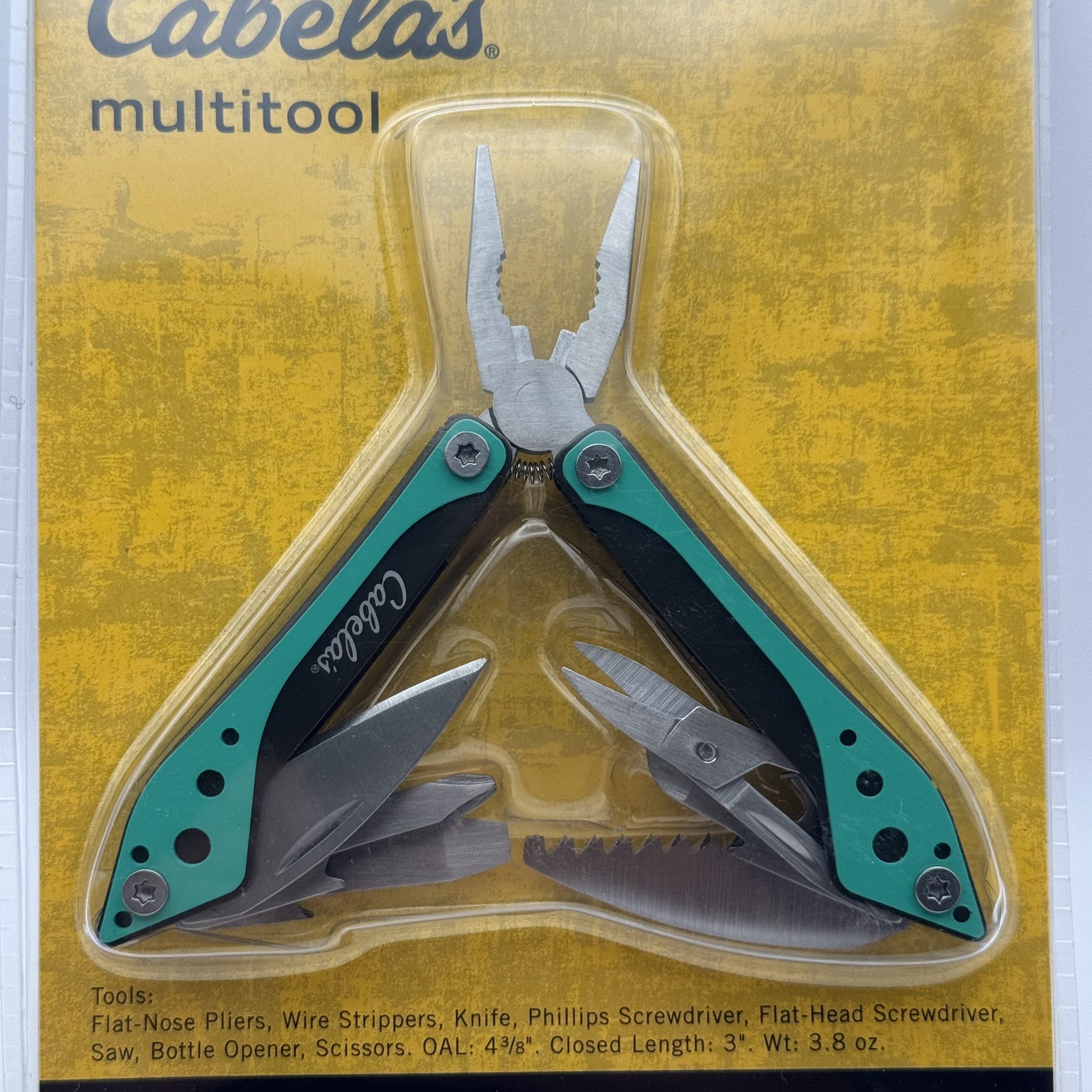 Cabela’s Multitool 8 In 1 Tools with Nylon Case 4 3/8″ Overall Length Brand New