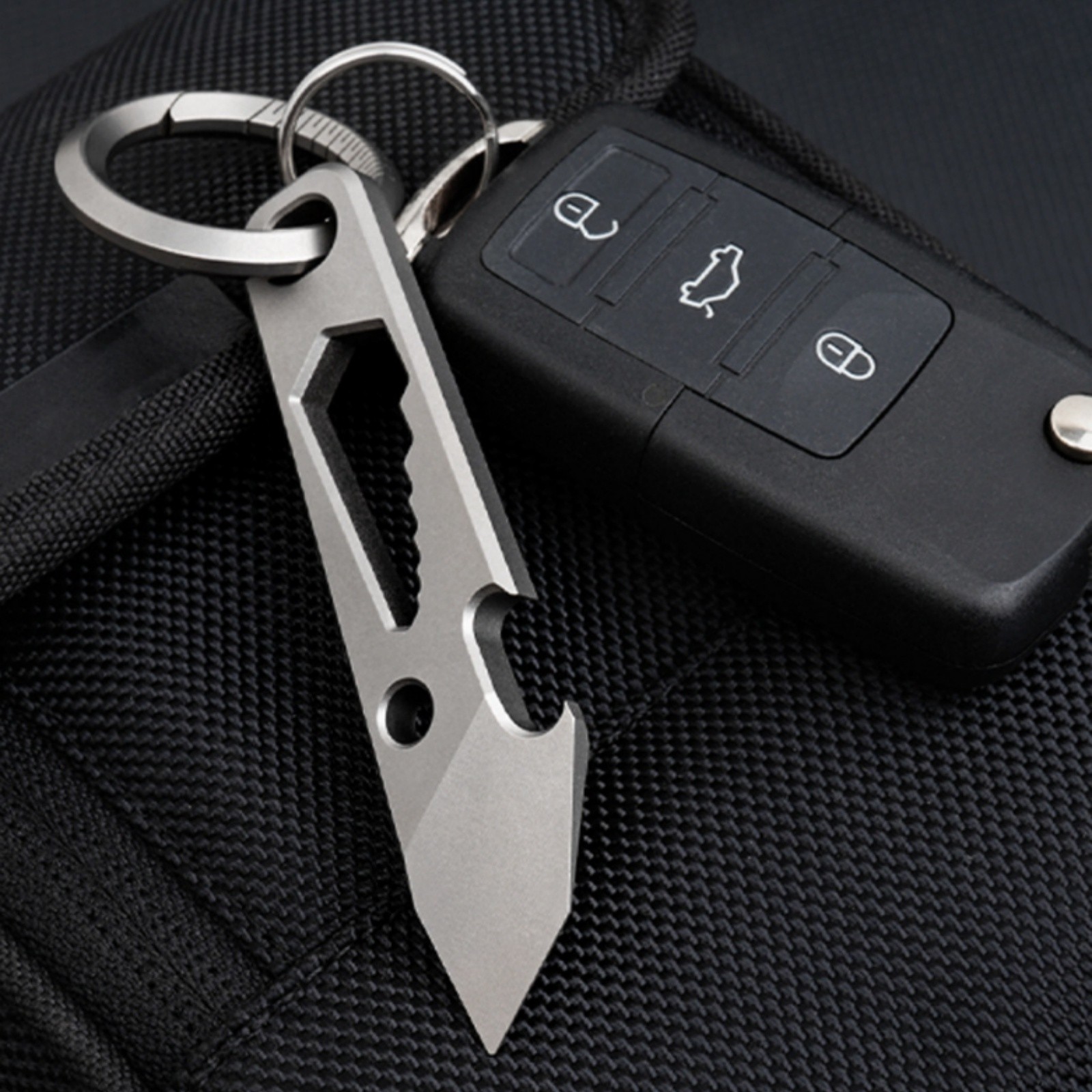 Titanium Alloy Mini Pry Bar Multi Tool Keychain Bottle Opener Cutter Pocket