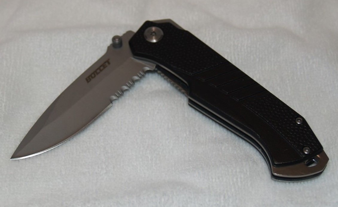 BLK BULLET KNIFE 7 3/4″ OPEN 3 1/4″ SERRATED BLADE 4 1/2″ CLOSED STAINLESS STL