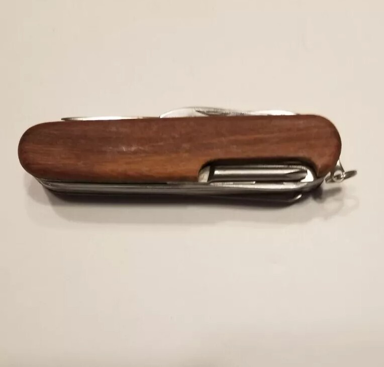 Multi-Tool Knife Wooden Handle Folding Blade Pliers Saw Scissors Field & Stream
