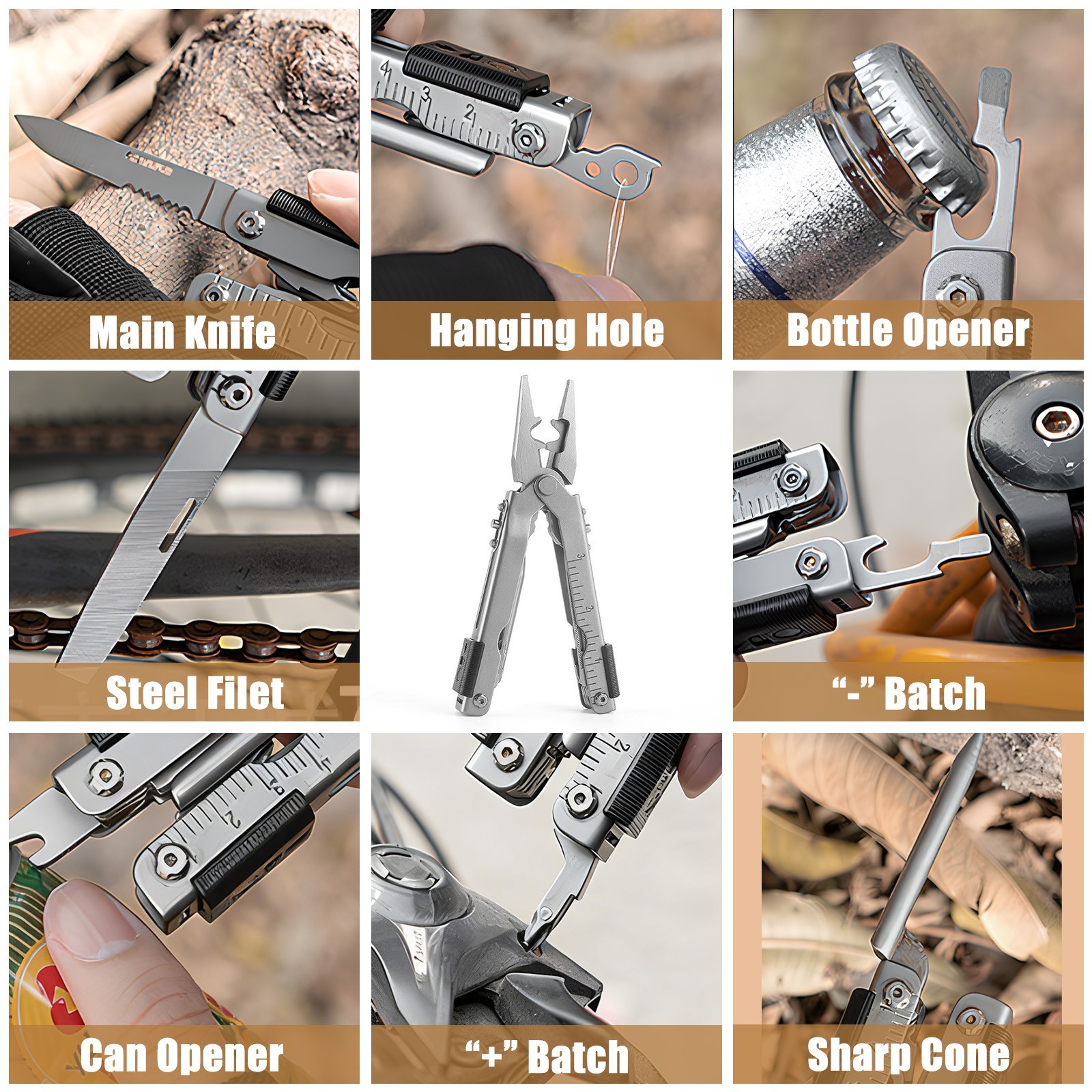 Stainless Steel Multi Tool Pliers, portable camping tool pliers, Gifts for Men