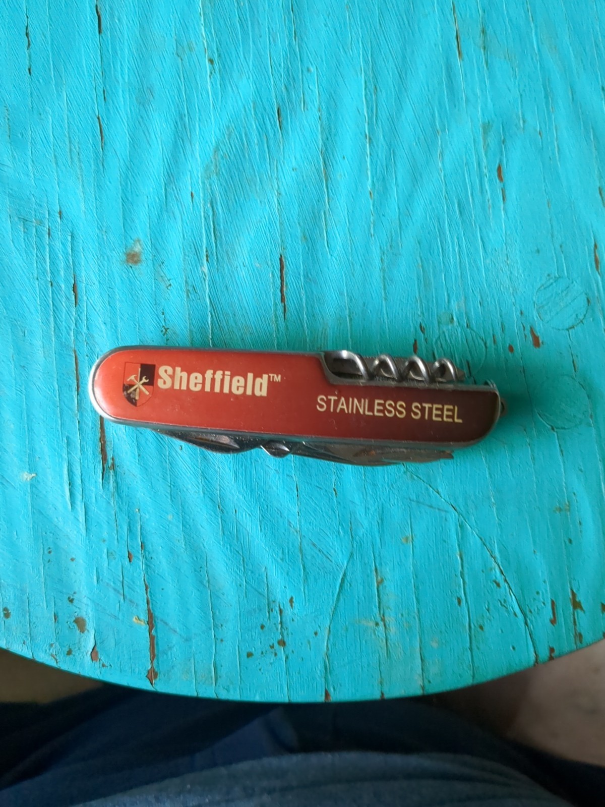 Vintage Sheffield stainless steel multi use pocket knife.