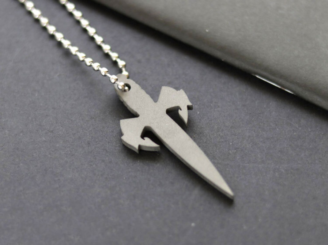 Fashion TC4 Titanium Alloy Microtech Dagger Keychain Necklace Pendant Bead Tool