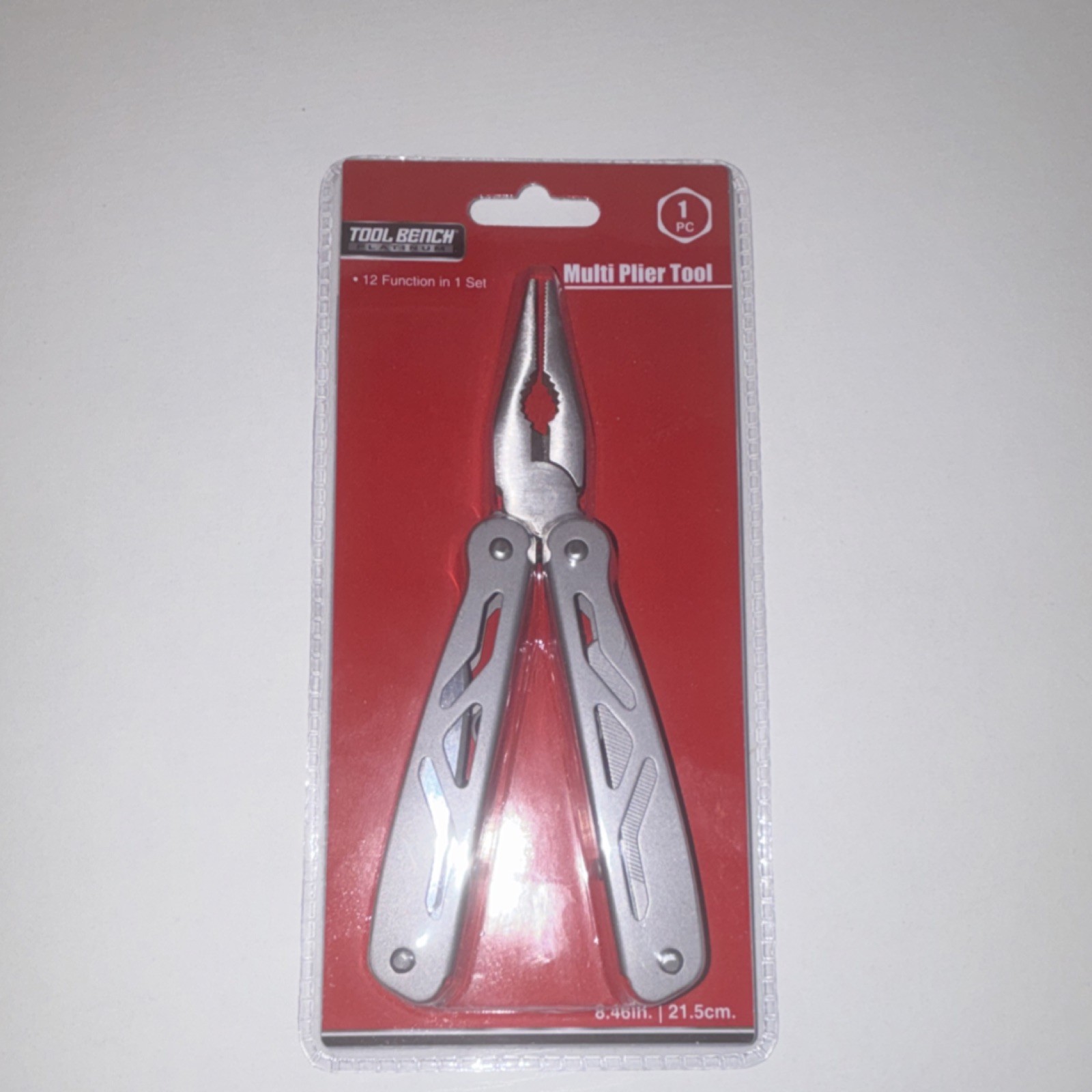 Tool Bench 12-Function Multi-Tool Silver Stainless Steel Serrated Edge 21.5cm